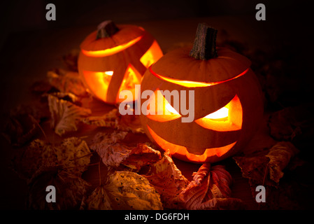 Saisonale Jack O Lantern Halloweendekoration Stockfoto