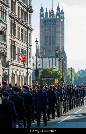 London, UK. 15. Oktober 2013. Die speichern 2. Battalion The Royal Regiment of Fusiliers (2RRF) von der Füsiliere Verein organisierte Kampagne marschiert um die Kürzungen zu stoppen, erinnern die Regierung ihren Verpflichtungen und eine Petition zu 10 Downing Street. Sie marschieren dann zum Parlament. Whitehall, London, UK, 15. Oktober 2013. Bildnachweis: Guy Bell/Alamy Live-Nachrichten Stockfoto