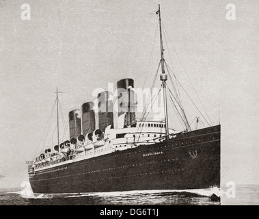 RMS Mauretania, 1906 Ozeandampfer. Von der Romantik des Schiffes Kaufmann veröffentlicht 1931. Stockfoto