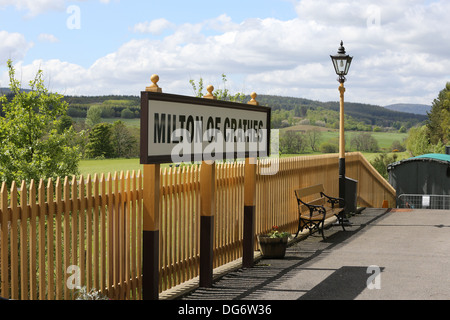 Royal Deeside Railway Station in Milton Crathes, Aberdeenshire. Eine Normalspur Dampf und Diesel Museumsbahn. Stockfoto