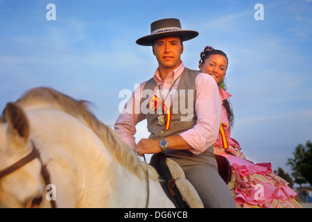 El Rocío Romería Wallfahrt, "Romeros´Pilgrims in El Rocio, Almonte, Huelva Provinz, Andalusien, Spanien Stockfoto