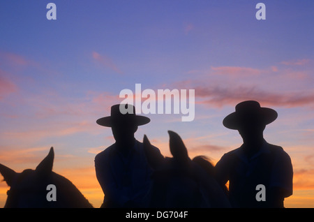 El Rocío Romería Wallfahrt, "Romeros´Pilgrims in El Rocio, Almonte, Huelva Provinz, Andalusien, Spanien Stockfoto