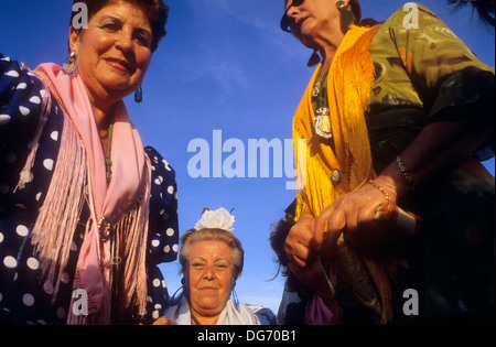 El Rocío Romería Pilgern, Pilgern in El Rocio, Almonte, Huelva Provinz, Andalusien, Spanien, Stockfoto