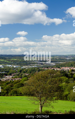 Baglan vom Wales Küstenweg (hohe Niveau Route) Neath Port Talbot, South Wales. Stockfoto