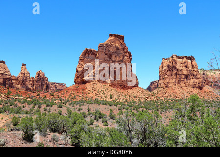 Colorado Nationalmonument in den Vereinigten Staaten. Teil des National Parkservice. Monument Canyon. Independence Monument Rock. Stockfoto