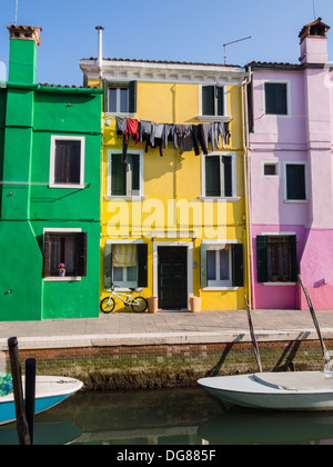 Farbigen ausgekleidet Häuser in Burano, Venedig, Italien Stockfoto