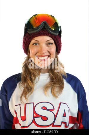 Park City, Utah, USA. 16. Oktober 2013. Amy Purdy, 34 aus Las Vegas, Nevada - Paralympics - Snowboarden. USOC Olympische Mediengipfel in Park City, Utah Erich Schlegel/ZUMAPRESS.com/Alamy © Live-Nachrichten Stockfoto