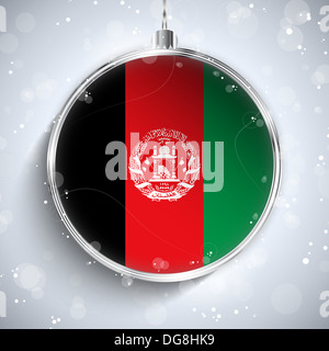 Vektor - Frohe Weihnachten Silber Ball mit Flagge Afghanistan Stockfoto