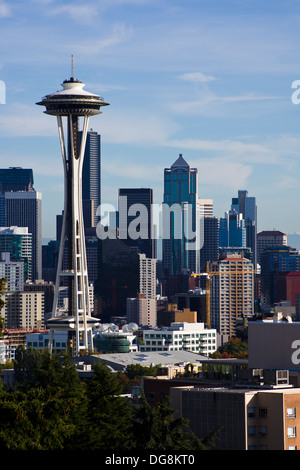 Space Needle und die Skyline der Innenstadt, Seattle, Washington, USA. Stockfoto