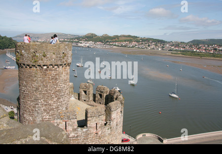Conwy-Mündung von Conwy Castle Conwy Wales UK Stockfoto