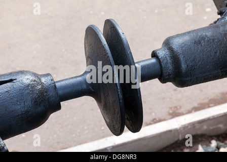 Nahaufnahme von einem Zug Auto Koppler gemeinsame Stockfoto