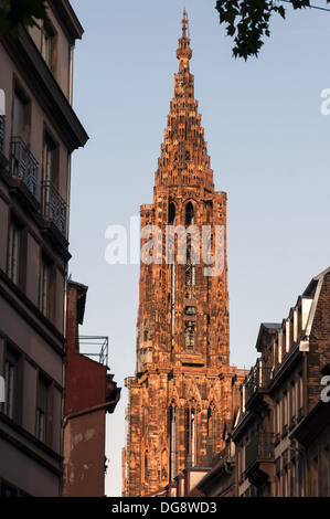 Elk213-1212v Frankreich, Elsass, Straßburg, Kathedrale Notre Dame de Strasbourg, Kirchturm Stockfoto