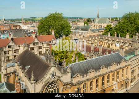 Brasenose College von Str. Marys Turm, Oxford, Oxfordshire, England Stockfoto