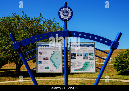 Great River Road Kiosk in Fulton, Illinois, einer Stadt auf dem Lincoln Highway Stockfoto