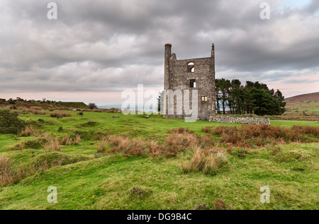 An old ruined engine house for a tin mine at Minions on Bodmin moor in Cornwall Stockfoto