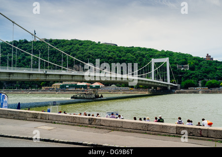 Erzsébet híd - Elisabeth-Brücke über die Danube Joing Buda & Pest Stockfoto