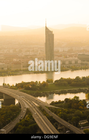 Milleniumstower, Österreich, Wien, Wien, 22. Bezirk, Donaucity Stockfoto