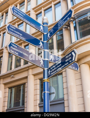 Wegweiser für Fußgänger im Stadtzentrum von Birmingham, Birmingham, Mittelland, England Stockfoto