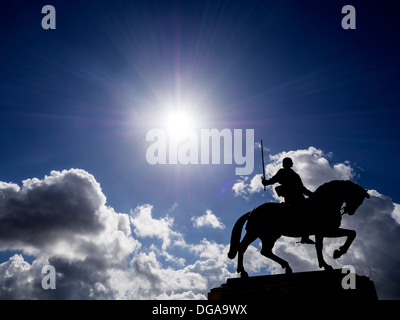 Reiterstatue von Nuno Alvares Pereira im Kloster von Santa Maria da Vitória (aka Kloster von Batalha), Batalha, Portugal Stockfoto