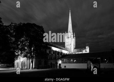 Schwarz / weiß Bild von Norwich Cathedral, Norwich City, Norfolk County, England, UK Stockfoto