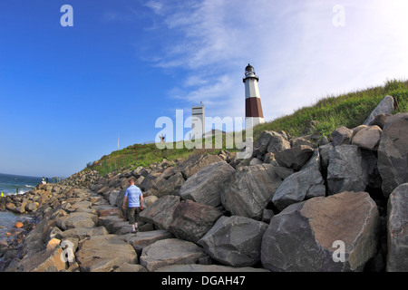 Historischen Montauk Point Lighthouse Long Island NewYork Stockfoto