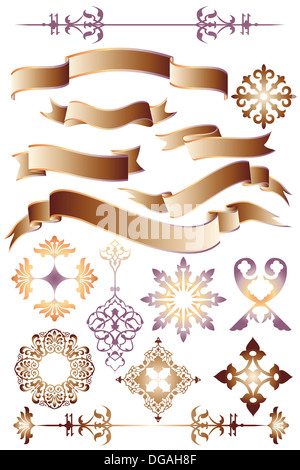 Neue handgezeichnete kalligrafischen Elementen und Banner, isoliert auf weiss Stockfoto