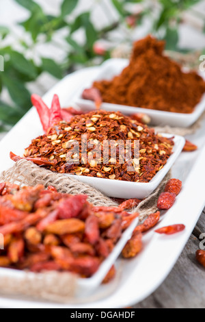 Teile der geschrotet Chili-Früchte Stockfoto