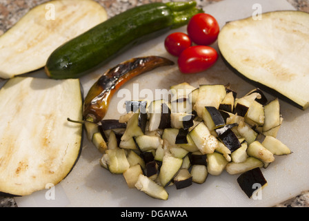gehackten Auberginen Stockfoto