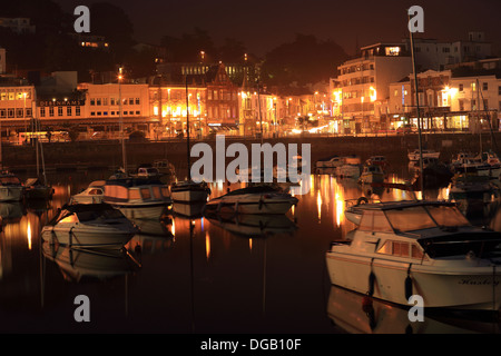 Torquay Hafen bei Nacht englische Riviera Devon Uk. Stockfoto