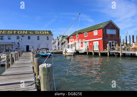 Claudios Wharf Greenport Hafen Long Island NewYork Stockfoto