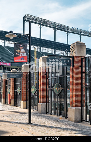 Die Rückseite des Baseballstadion Oriole Park at Camden Yards in Baltimore, Maryland. Haus der Baltimore Orioles. Stockfoto