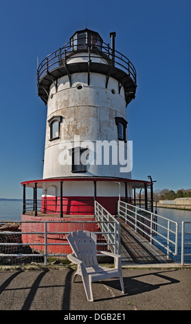 Tarrytown Lighthouse auch bekannt als die Sleepy Hollow Licht und Kingsland Punktlicht. Stockfoto