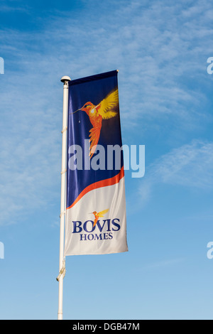 Bovis Homes banner Fahne am Haus bauen Neubausiedlung. Stockfoto