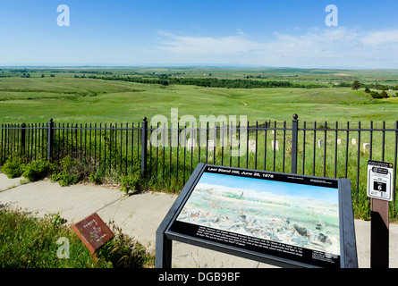 Blick von der 7. Kavallerie U.S. Army Memorial auf Last Stand Hill, Little Bighorn Battlefield Nationalmonument, Montana, USA Stockfoto