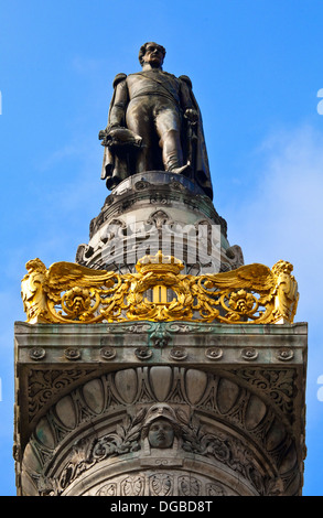 König Leopold Statue ich Statue auf der Kongress-Säule in Brüssel. Stockfoto