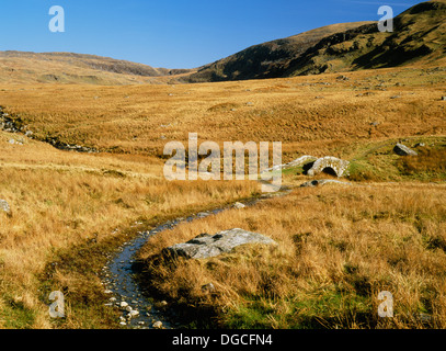 Pont Scethin, Ardudwy, Snowdonia, Wales, C18th Brücke über die Afon Ysgethin auf einem alten Weg von Viehtreiber und die von London nach Harlech Trainer verwendet. Stockfoto