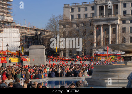 Chinese New Year Feiern - London, Trafalgar Square. Stockfoto