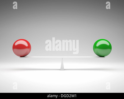 3D Bild von grünen und roten Ball auflegen Stockfoto