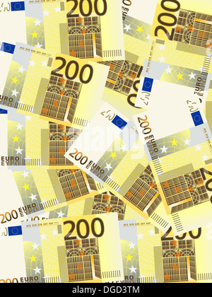Hintergrund von einem zweihundert Euro-Banknoten. Vektor-Illustration. Stockfoto