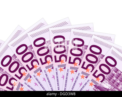 Fünfhundert Euro-Banknoten auf einem weißen Hintergrund. Vektor-Illustration. Stockfoto