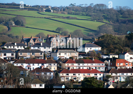 eine Wohnsiedlung am Rande der Landschaft in der Nähe von Truro in Cornwall, Großbritannien Stockfoto