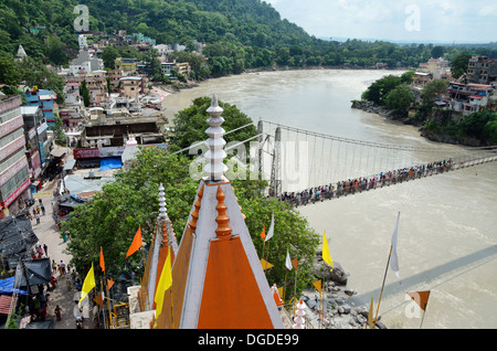 Ansicht von oben von Shri Trayanbakshwar Tempel, Rishikesh, Indien Stockfoto