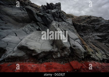 Roten Felsen, Birdlings Flat, Neuseeland Stockfoto