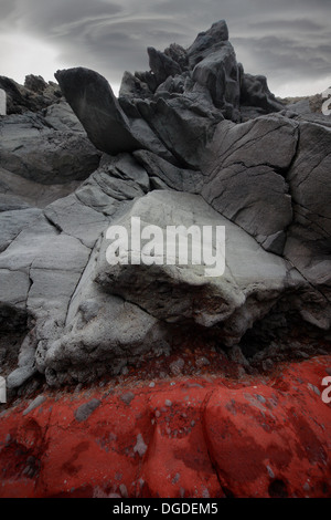 Roten Felsen, Birdlings Flat, Neuseeland Stockfoto