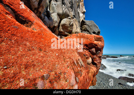 Roten Felsen, Birdlings Flat, Neuseeland Stockfoto