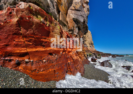 Roten Felsen, Birdlings Flat, Neuseeland Stockfoto