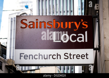 Sainsbury's lokal, Supermarkt Zeichen. Stockfoto