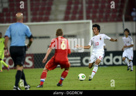 Sharjah, Vereinigte Arabische Emirate. 18. Oktober 2013. Kento Misao (JPN) Fußball / Fußball: FIFA U-17 World Cup 2013 Gruppe D Übereinstimmung zwischen 0-1 Russland Japan Stadium Sharjah in Sharjah, Vereinigte Arabische Emirate. © Fernen Osten Presse/AFLO/Alamy Live-Nachrichten Stockfoto
