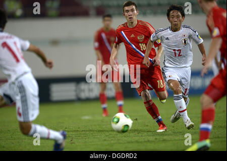 Sharjah, Vereinigte Arabische Emirate. 18. Oktober 2013. Koji Miyoshi (JPN) Fußball / Fußball: FIFA U-17 World Cup 2013 Gruppe D Übereinstimmung zwischen 0-1 Russland Japan Stadium Sharjah in Sharjah, Vereinigte Arabische Emirate. © Fernen Osten Presse/AFLO/Alamy Live-Nachrichten Stockfoto