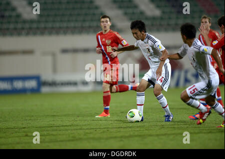 Sharjah, Vereinigte Arabische Emirate. 18. Oktober 2013. Yushi Nagashima (JPN) Fußball / Fußball: FIFA U-17 World Cup 2013 Gruppe D Übereinstimmung zwischen 0-1 Russland Japan Stadium Sharjah in Sharjah, Vereinigte Arabische Emirate. © Fernen Osten Presse/AFLO/Alamy Live-Nachrichten Stockfoto